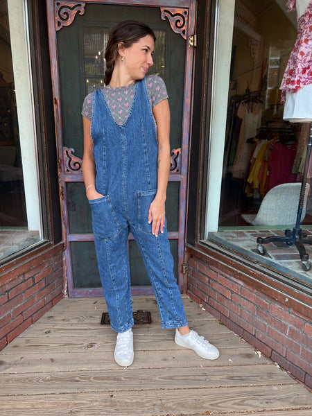 Free people sales jean overalls