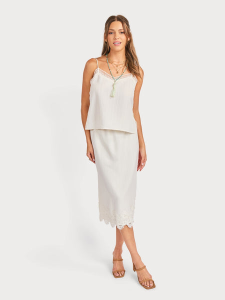 Fawn Lace Hem Midi Skirt Sadie & Sage