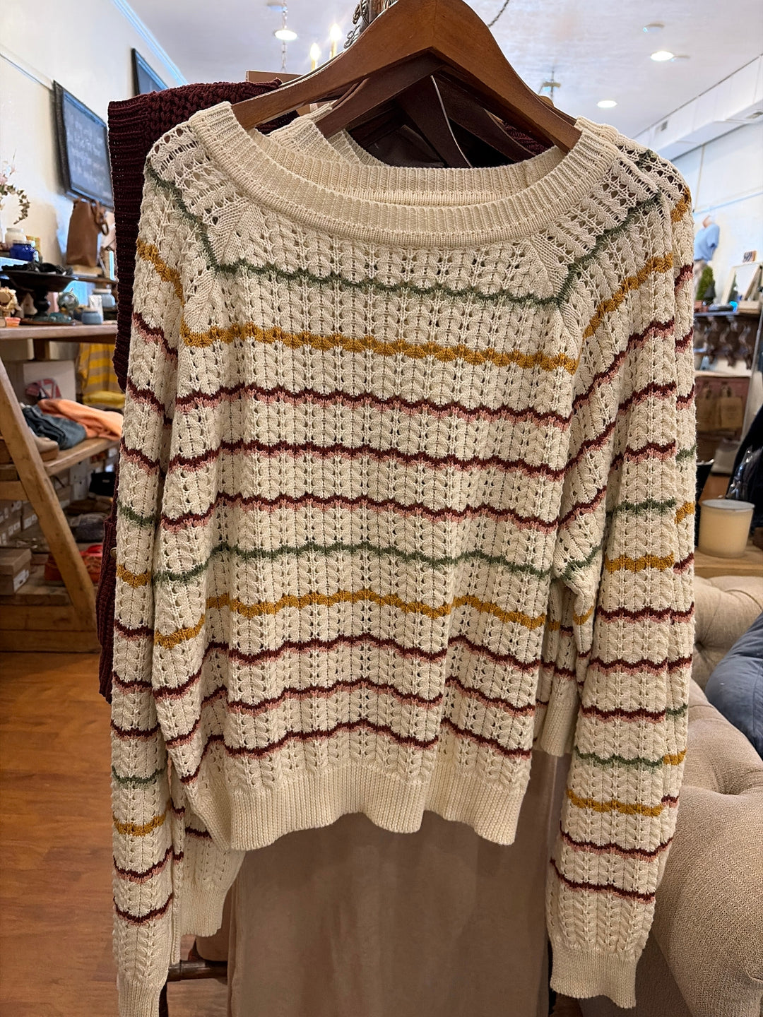 Artisan Scallop Stripe Sweater In February