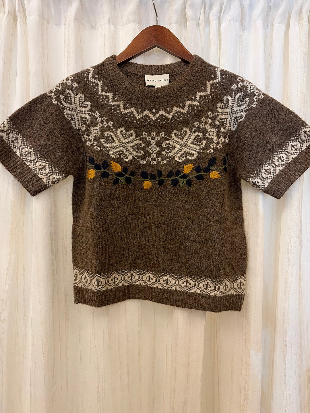 Leaf Embroidered Sweater Top Miou Muse