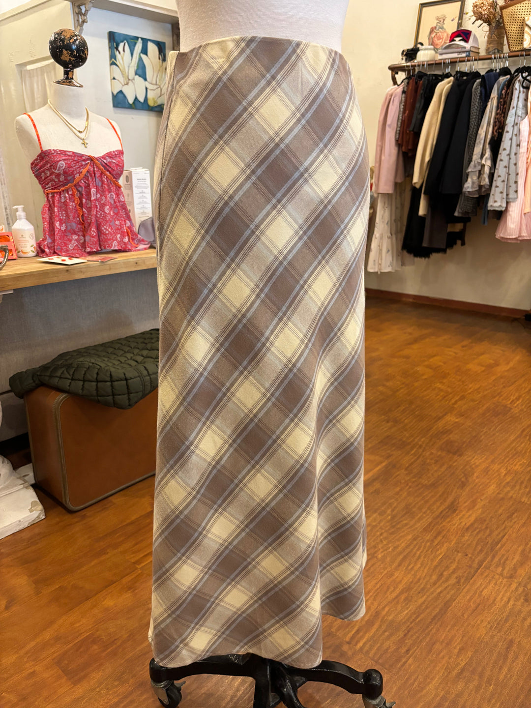 Plaid Printed Midi Miou Muse