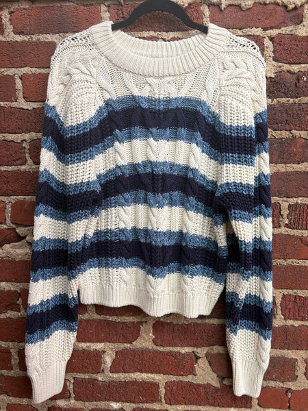 Frankie Cable Striped Pullover Free People