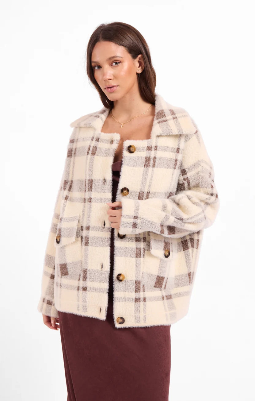 Lola Plaid Coat Sage the Label
