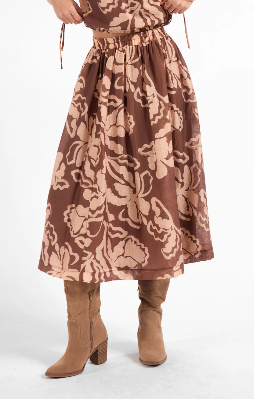 Rustic Charm Midi Skirt Sage the Label