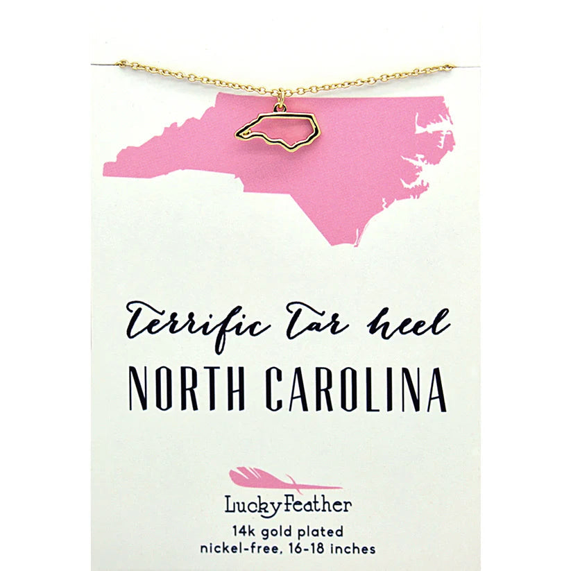 State Necklace, North Carolina Lucky Feather