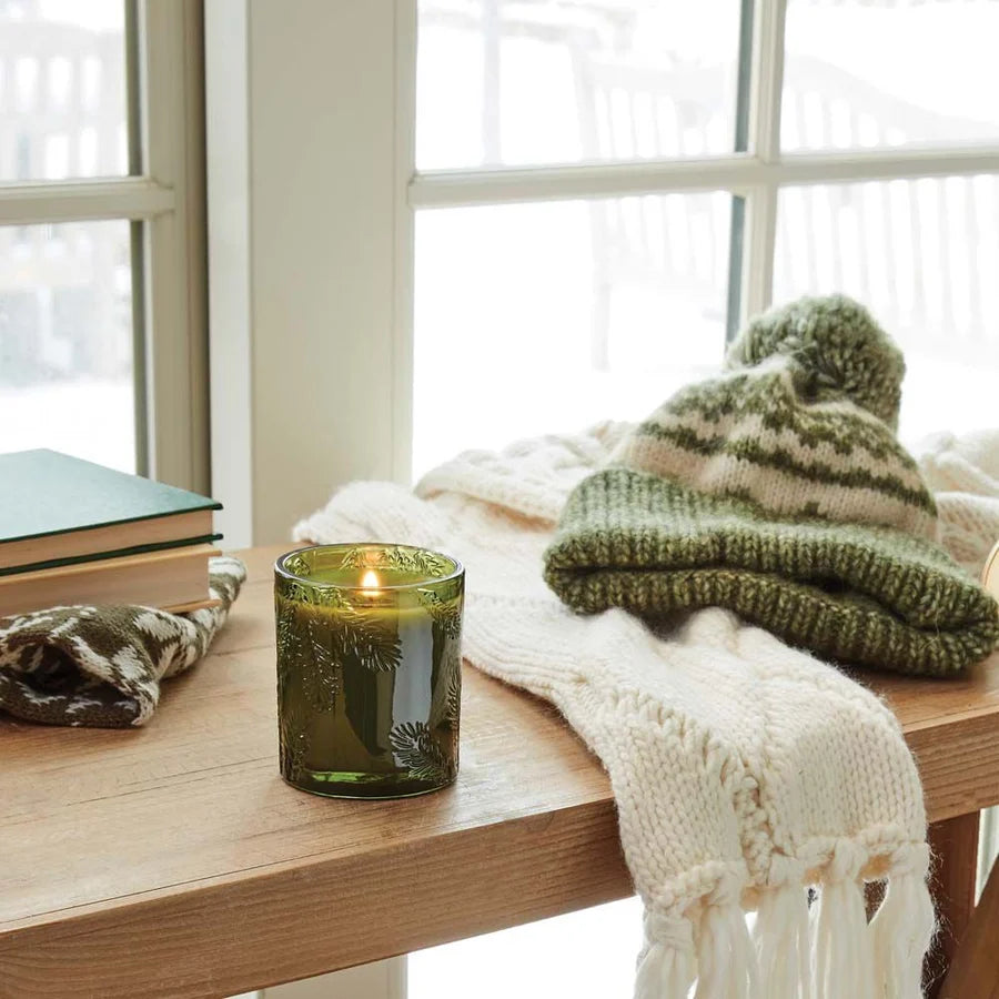 Frasier Fir Poured Candle, Molded Green Glass by Thymes Thymes